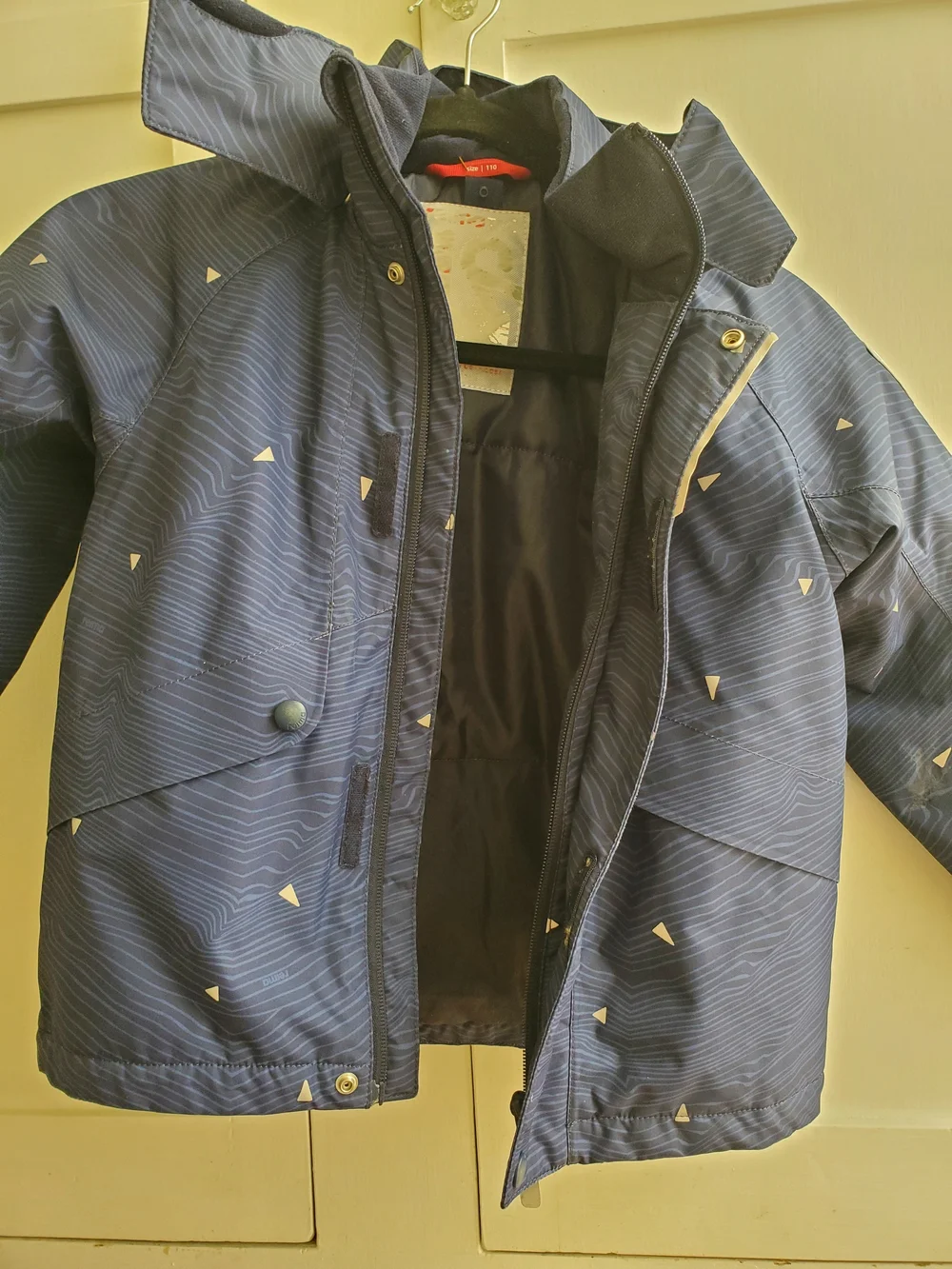 Kids Navy Blue Patterned Winter Jacket